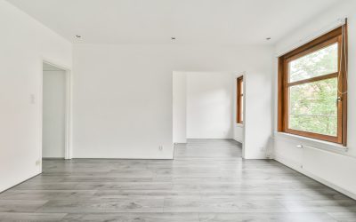 The interior of a white room with windows